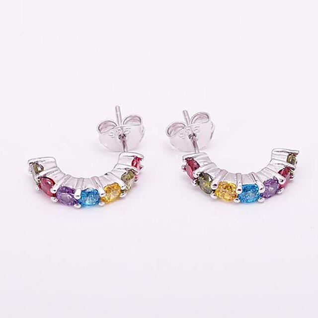 AS 925 Silver Jewelry   Color Zircon Earrings