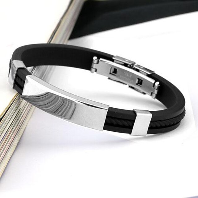  Voor heren Armband armbanden Modieus Roestvast staal Armband sieraden Geel / Blauw / Wit Voor Informeel Dagelijks Sport / Siliconen
