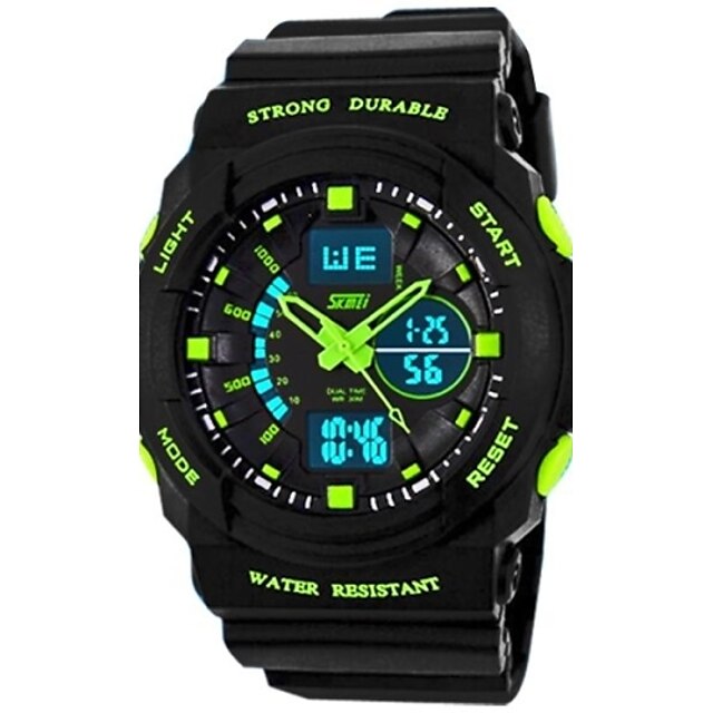  SKMEI Men's Sport Watch Quartz Water Resistant / Waterproof Alarm Calendar / date / day Analog - Digital Blue Orange Green / Two Years / Rubber