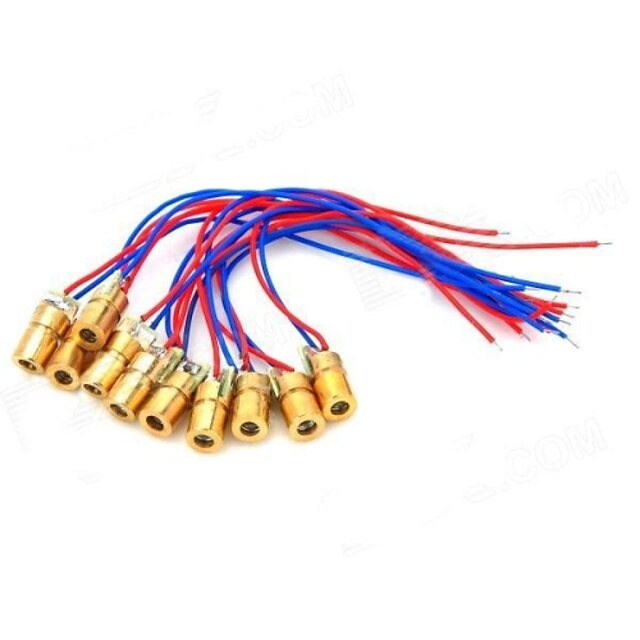  5 мВт 650 нм Медь Semiconductor диода многоточия лазера Глава Установить - красный + синий + золотой (10 шт)