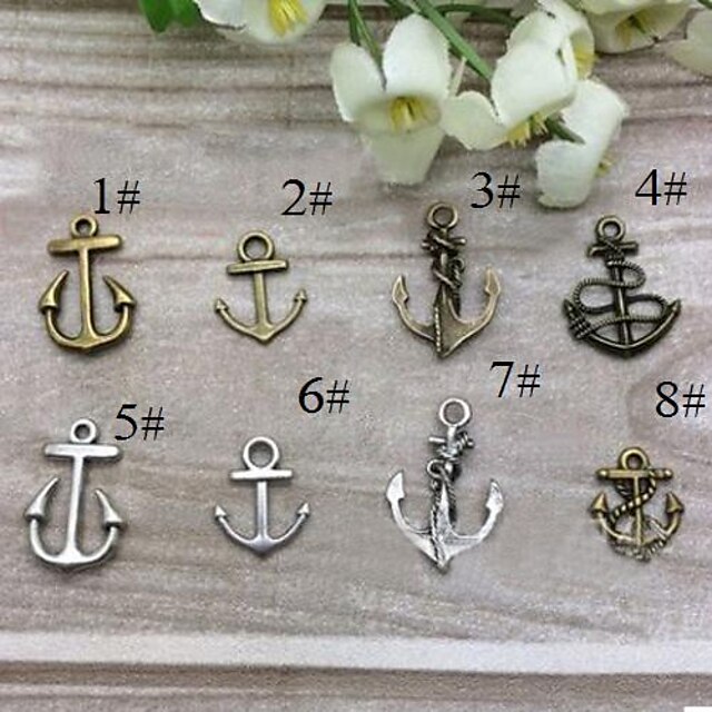  18*15MM Alloy Anchor Charms Pendants Jewelry DIY (10PCS,Assorted Colors)