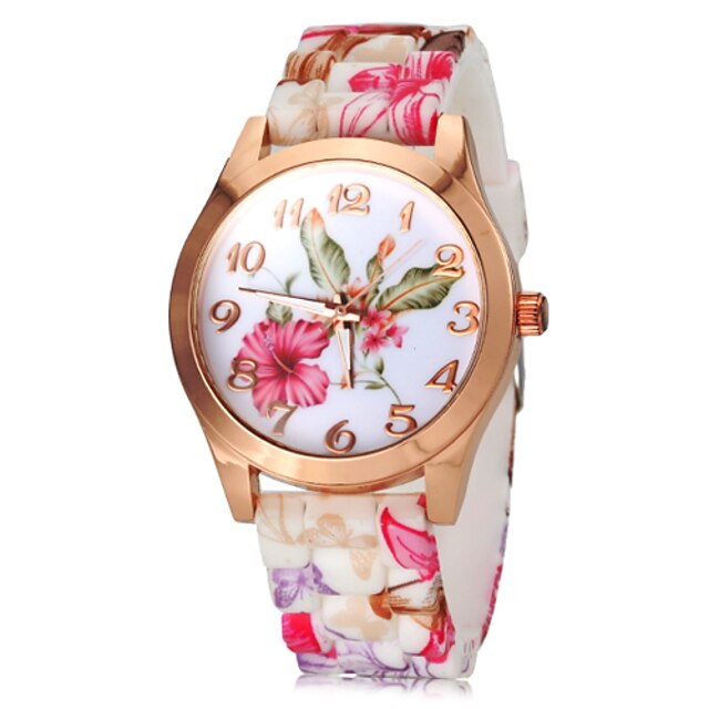  Dámské Módní hodinky Silikon Kapela Květina Růžová