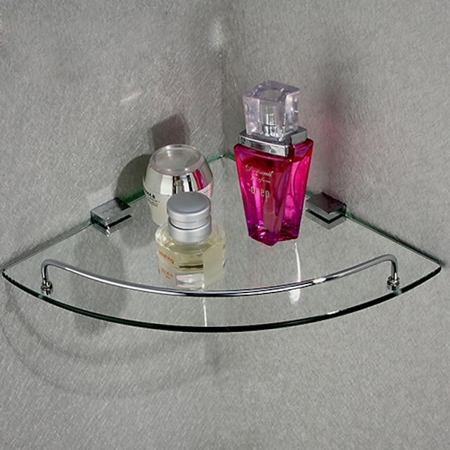  алюминиевая стеклянная полка для ванной комнаты, угловая корзина для ванной, подвесной органайзер для хранения с очень толстым закаленным стеклом, настенное крепление в современном стиле