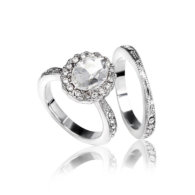  18K Alloy Platinum Plated With Cubic Zirconia Special Occasion Ring Set