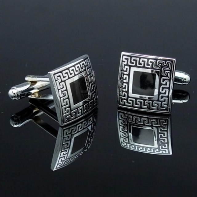  XINCLUBNA®Classic Black and Silver Men's Square Cufflinks (1pair)