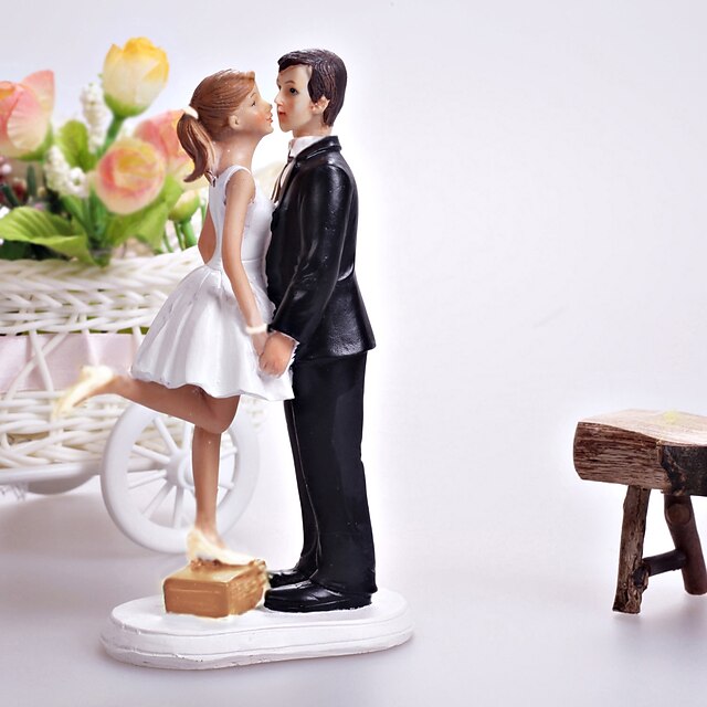  Decorações de Bolo Casal Clássico Resina Casamento / Despedida de Solteira Branco / Preto Tema Clássico Caixa Oferta