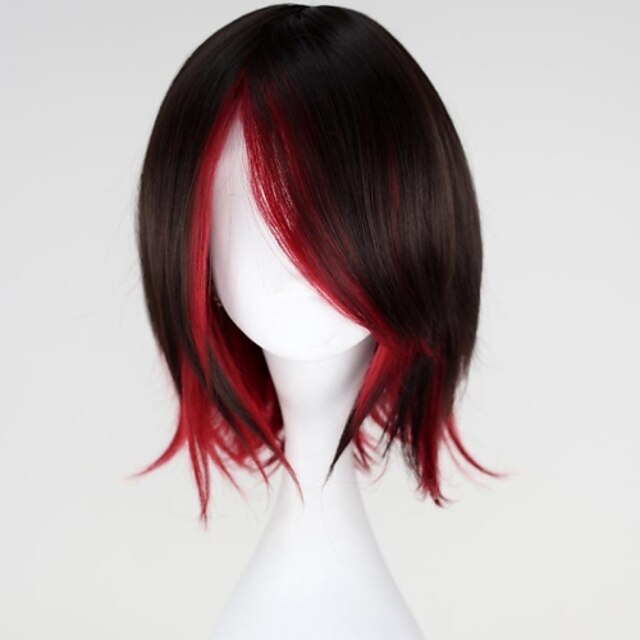  RWBY Ruby Cosplay Wigs Women's 14 inch Heat Resistant Fiber Anime Wig