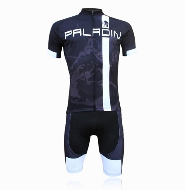  ILPALADINO Men's Short Sleeve Cycling Jersey with Shorts Summer Lycra Polyester Black Bike Shorts Jersey Padded Shorts / Chamois 3D Pad Ultraviolet Resistant Quick Dry Breathable Back Pocket Sports