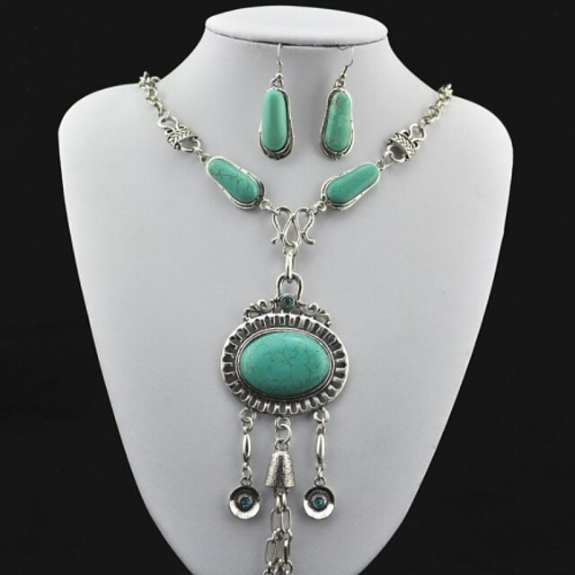  Women's Jewelry Set Turquoise Alloy Necklaces Earrings For Party Birthday Engagement Gift Daily Wedding Gifts