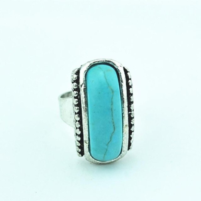  Toonykelly® Vintage Female Tibet Alloy Turquoise Adjustable Ring (Green)(1pcs)