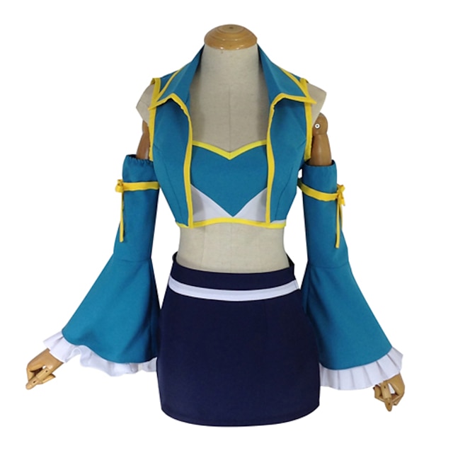  Inspired by Fairy Tail Lucy Heartfilia Anime Cosplay Costumes Japanese Cosplay Suits Patchwork Vest Skirt Bra For Women's / Sleeves / Sleeves