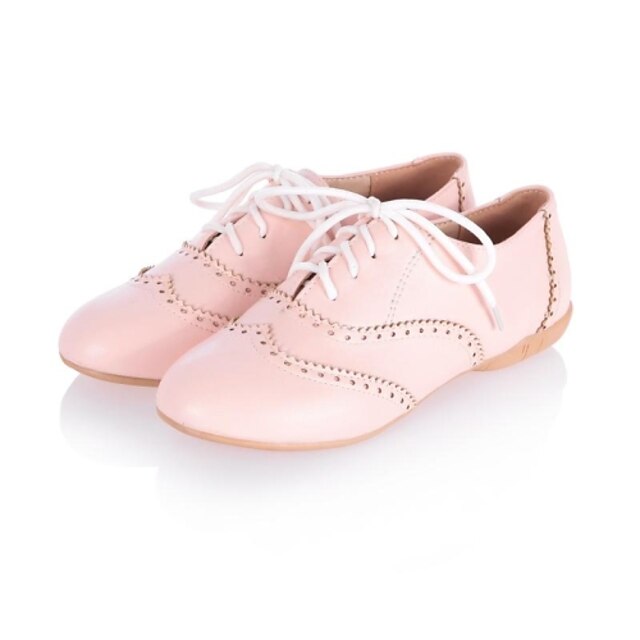  Feminino Sapatos Courino Primavera Verão Outono Inverno Conforto Sem Salto Cadarço Para Social Preto Branco Rosa