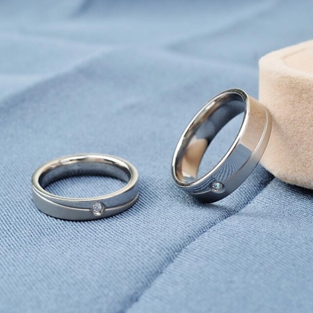  Pro páry Snubní prsteny Luxus minimalistický styl Módní Titanová ocel Umělé diamanty Kulatý Šperky Denní Ležérní