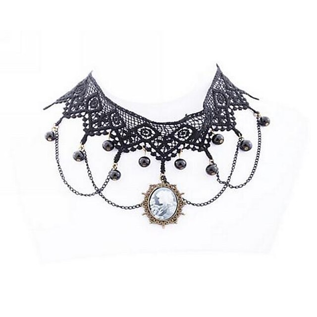  Vintage-Mode Gotik kurzer Punkt Black Lace Halskette