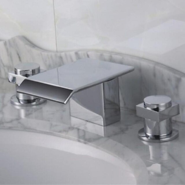  Badekarskran - Moderne Krom Romersk kar Messing Ventil Bath Shower Mixer Taps / To Håndtak tre hull