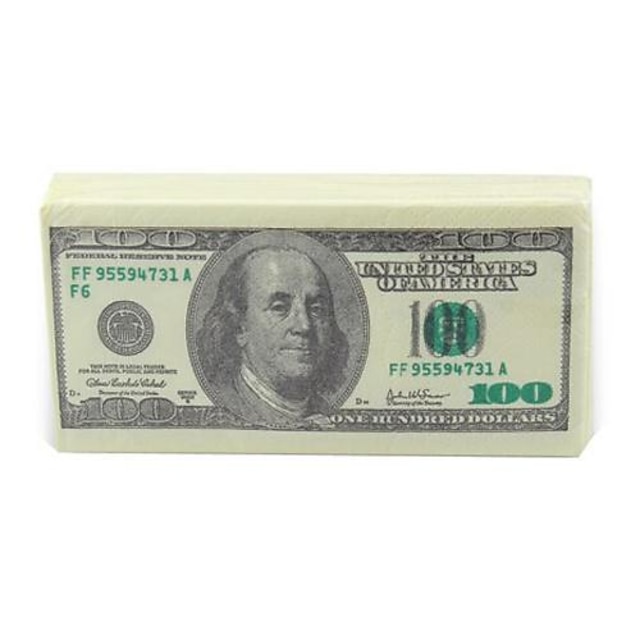  100 usd dólar dinheiro estilo tecido papel higiênico guardanapo 10 folha por saco de presente