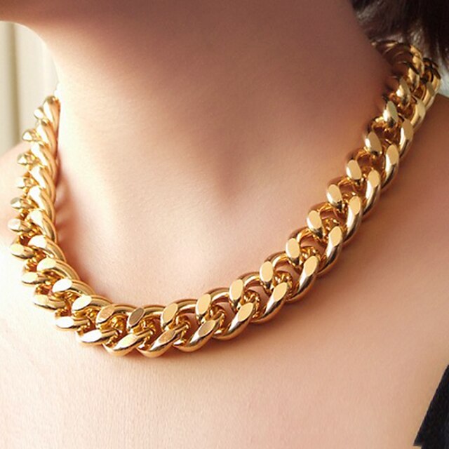  Women's Chain Necklace Statement Ladies Alloy Golden Black Silver Necklace Jewelry For Party Daily