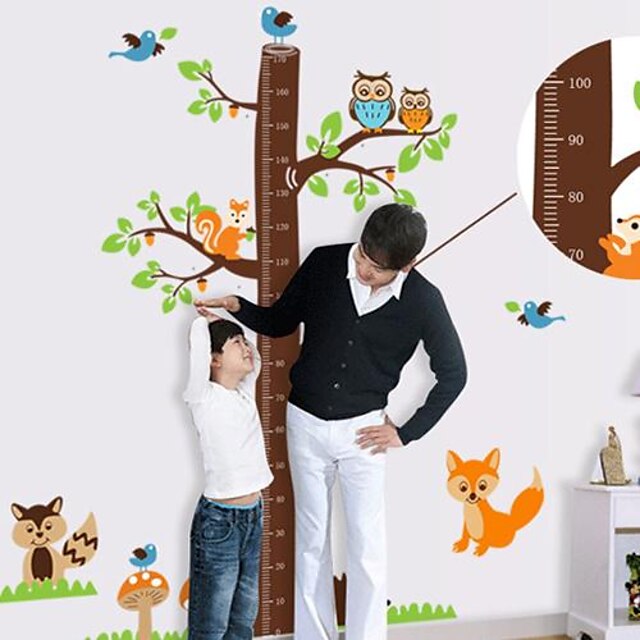  Createforlife® Cartoon Tree Height Chart Kids Nursery Room Wall Sticker Wall Art Decals
