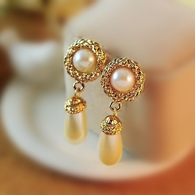 Women's Drop Earrings European Imitation Pearl Cubic Zirconia Rhinestone Alloy Drop Jewelry Gold Costume Jewelry