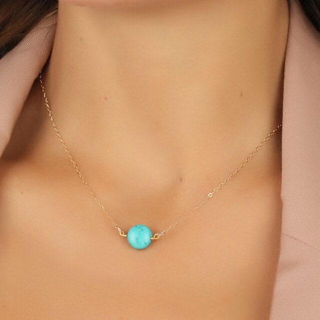  Women's Turquoise Pendant Necklace Solitaire Ladies Simple Basic European Resin Turquoise Alloy Blue Necklace Jewelry 1pc For Party Casual Daily