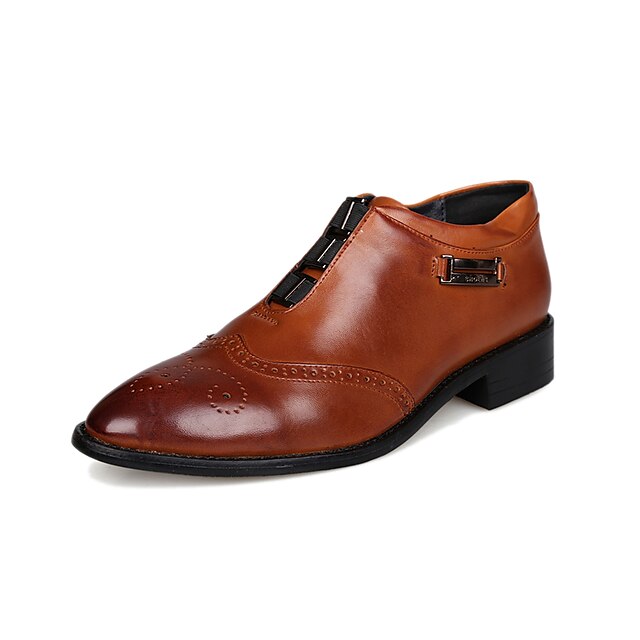  Hombre Zapatos de taco bajo y Slip-On Zapatos Confort Casual Oficina y carrera Cuero Blanco Marrón Otoño Primavera / EU40