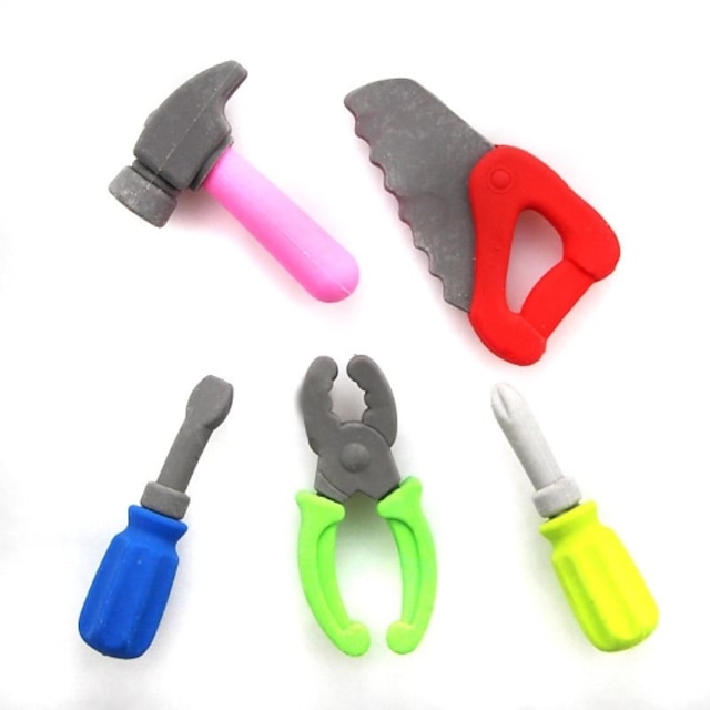  Cute Detachable Machine Tool Shaped Eraser (Random Color x 5 PCS)