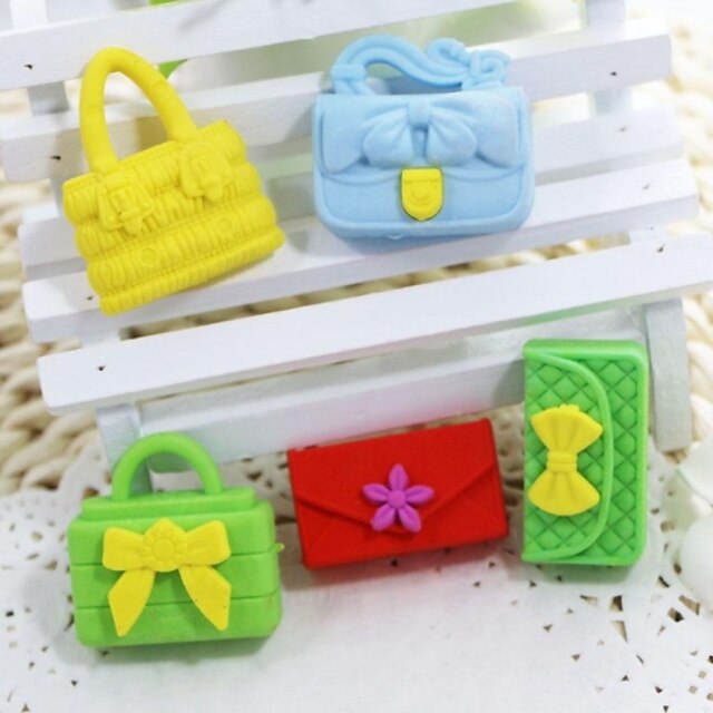  Cute Detachable Handbag And Wallet Shaped Eraser (Random Color x 5 PCS)