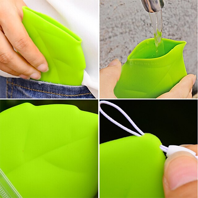  1Pc Portable Leaf Style Pocket Cup  Environmental Green Carry Cup