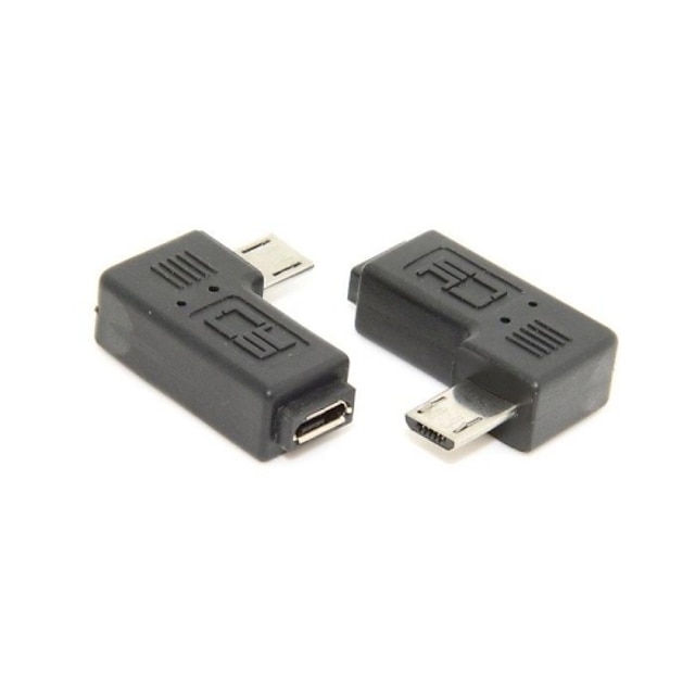  9mm lang stik 90 grader ret vinklet mikro USB 2.0 5pin mandlige og kvindelige forlængelse adapter