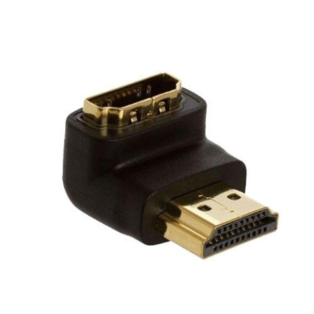  lwm ™ HDMI conector banhado a ouro masculino para feminino acoplador 90 graus de ângulo direito