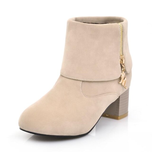  Women's Shoes Round Toe Chunky Heel Ankle Boots with Zipper More Colors available