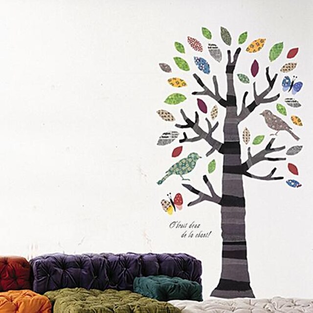  Createforlife® Cartoon Tree Bird Kids Nursery Room Wall Sticker Wall Art Decals 
