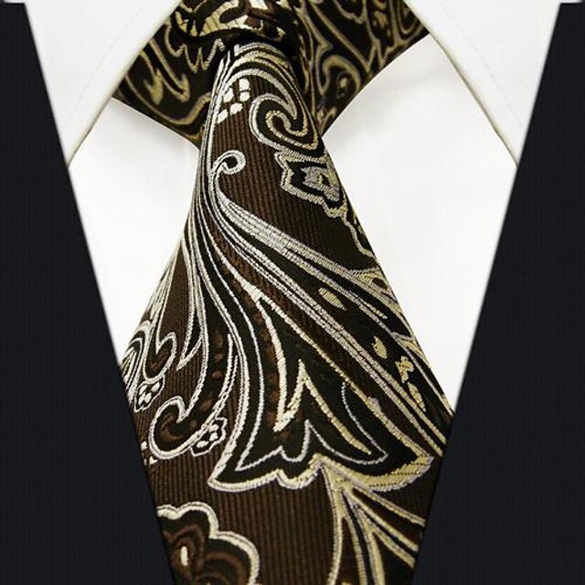  j2 shlax& szárny férfi nyakkendők nyakkendők virágos barna ezüst khaki 100% selyem jacquard szövésű merített