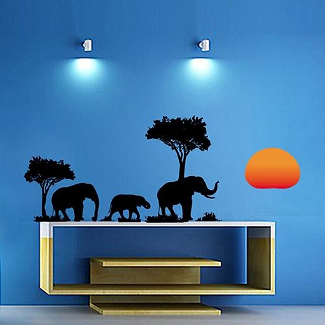  Createforlife ® Elephant in the Forest Barn Nursery Room Wall Sticker Wall Art Decals
