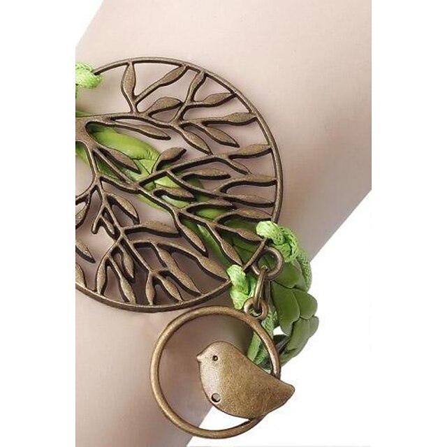  Green Trees With Birds Braided Bracelet Christmas Gifts