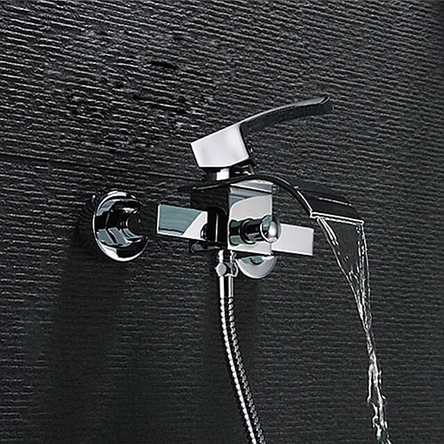  Robinet de baignoire - Moderne Chrome Montage mural Soupape céramique Bath Shower Mixer Taps / Mitigeur deux trous