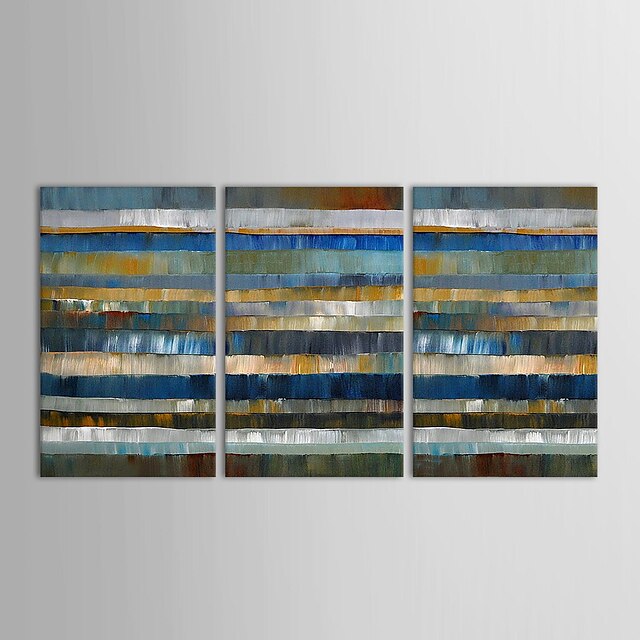  Hand-Painted Abstract Three Panels Canvas Oil Painting For Home Decoration