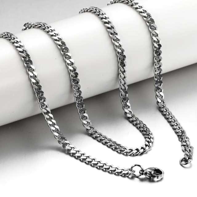  Men's Chain Necklace Foxtail chain franco chain Mariner Chain Titanium Steel Silver Necklace Jewelry For Christmas Gifts Wedding Party Daily Casual Sports