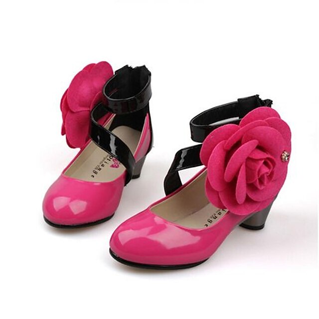  Girls' Shoes Leatherette Spring / Summer / Fall Comfort / Ankle Strap Flower for Black / Red / Rubber