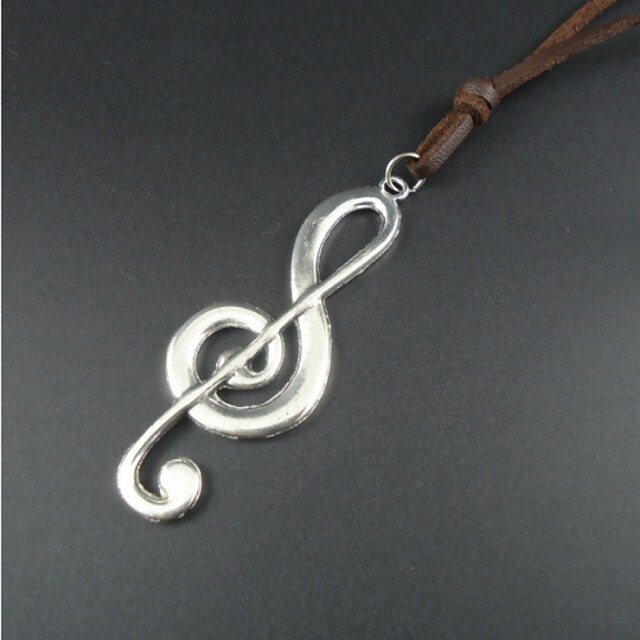  Fashion Note Brown Leather Pendant Necklace(1 Pc) Christmas Gifts