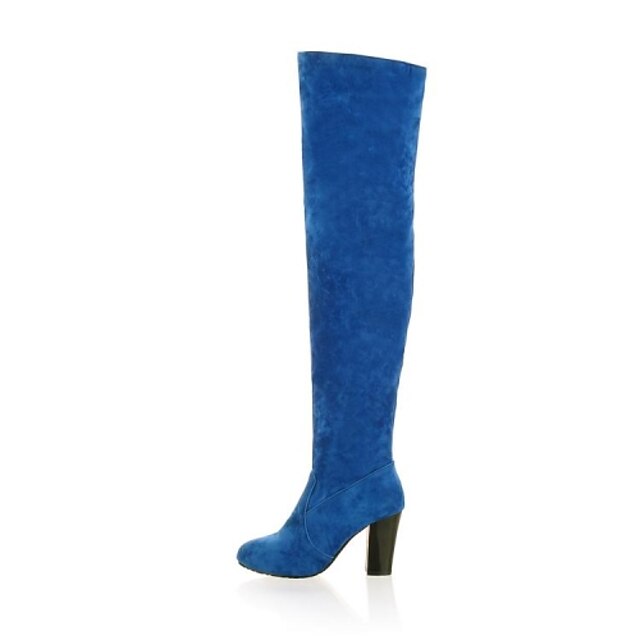  Women's Shoes Leatherette Spring Fall Winter Chunky Heel Over The Knee Boots With For Casual Grey Black Blue