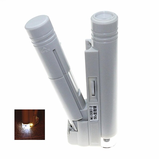  draagbare led verlichte 150x binoculaire microscoop (2 x aa)