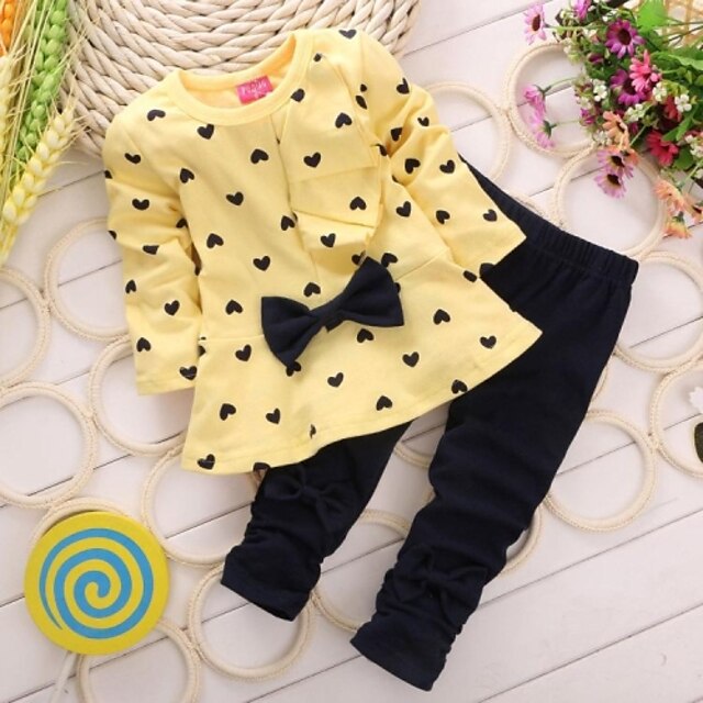  Toddler Print Long Sleeve Clothing Set Yellow