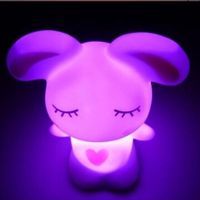  Coway encantador do amor do coelho colorido LED Night Light