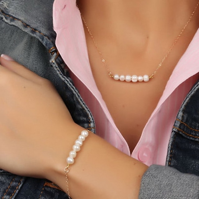  Pentru femei Perle Seturi de bijuterii Plutire Plin de graţie femei European Modă Delicat Perle Imitație de Perle cercei Bijuterii Auriu Pentru Petrecere Ocazie specială Aniversare Zi de Naștere