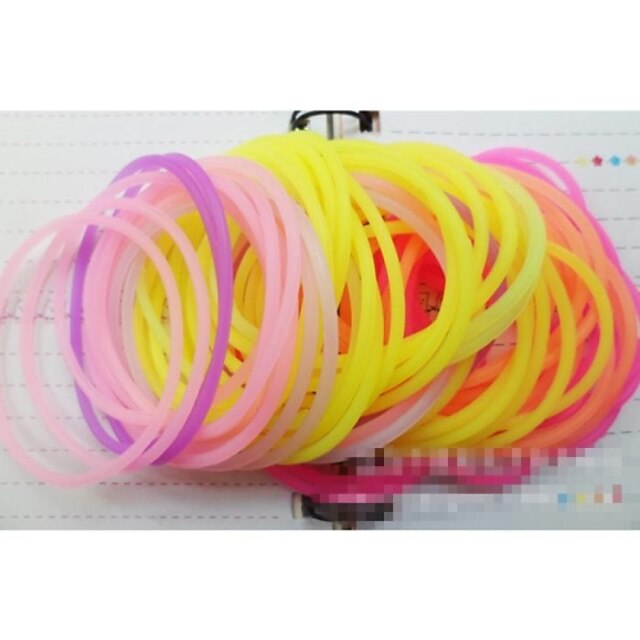  Fluorescent Multicolor Silicone Ring Fashion Hair Bands (Color Random)