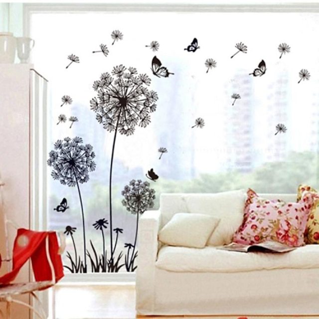  Doudouwo® Botanical Solid Style Dandelion And Butterfly Wall Stickers 

