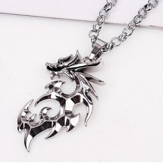  Pendant Necklace Dragon Asian Unique Design Fashion Titanium Steel Alloy Silver Necklace Jewelry 1pc For Christmas Gifts Party Wedding Gift Casual Daily