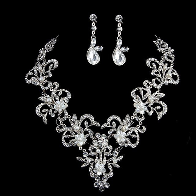  Jewelry Set Women's Wedding / Special Occasion Jewelry Sets Imitation Pearl / Rhinestone Necklaces / Earrings Silver