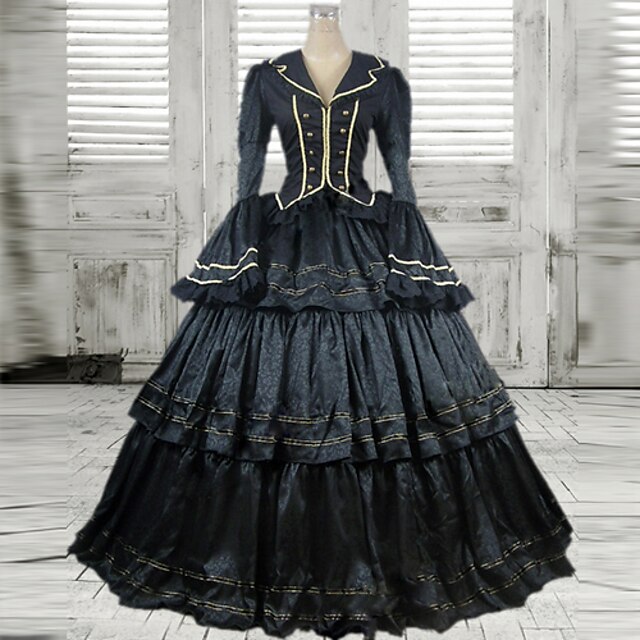  Gotisk Lolita Victoriansk Dame Kjoler Cosplay Langærmet Lang Længde Halloween Kostumer